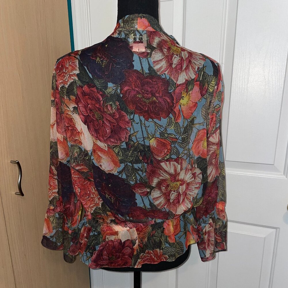Haute Hippie Floral Sheer Blouse in Red and Green - Picture 4 of 11